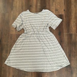 SHEIN Gray with White stripes Elastic Waist Dress Size 1XL.